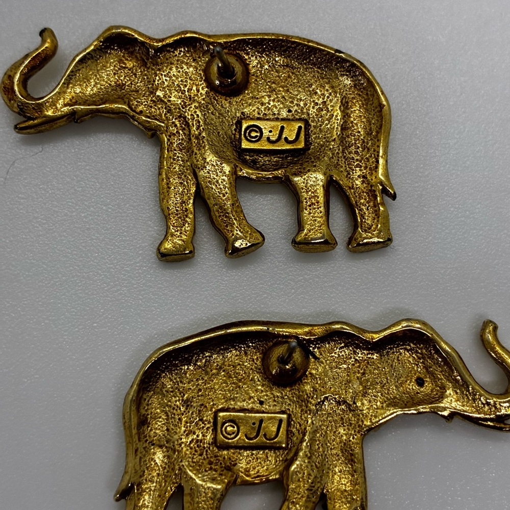 Gold Elephant Earrings - Picture 6 of 8